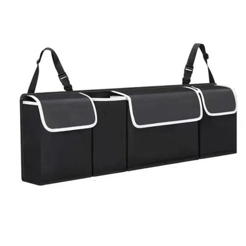 Organizador de carro Bolsa de armazenamento de porta-malas traseira para suv assento cadeira traseira material de pano oxford preto grande capacidade286j