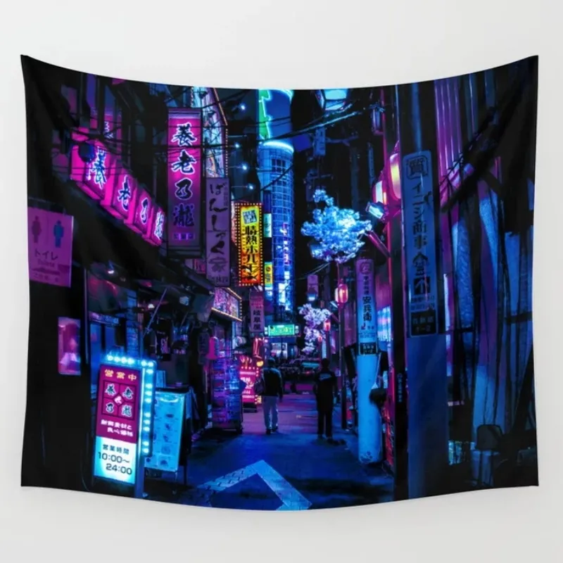 Tokyo's Blade Runner Vibes Wall Tapestry Wall Hanging Wall Art Coverlet Biancheria da letto Coperta Foglio Tiro Mobili Yoga Mat 210310