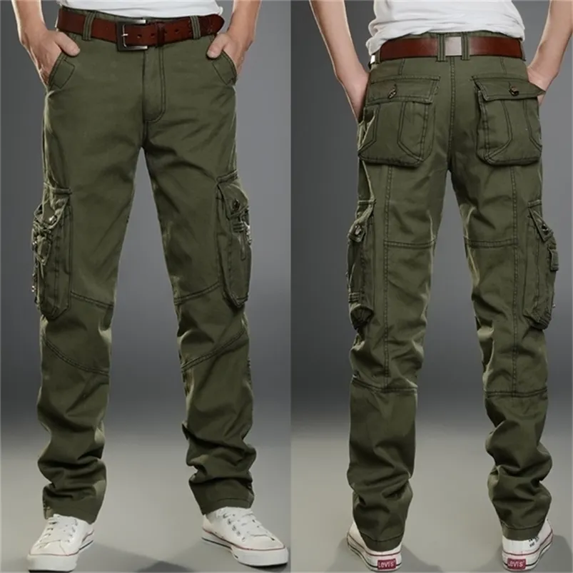 Spodnie Cargo Mężczyźni Combat Swat Army Wojskowe Spodnie 100% Bawełna Wiele kieszenie Rozciągliwe Mężczyzna Dorywczo Spodnie Plus Rozmiar 28-31 40 211110