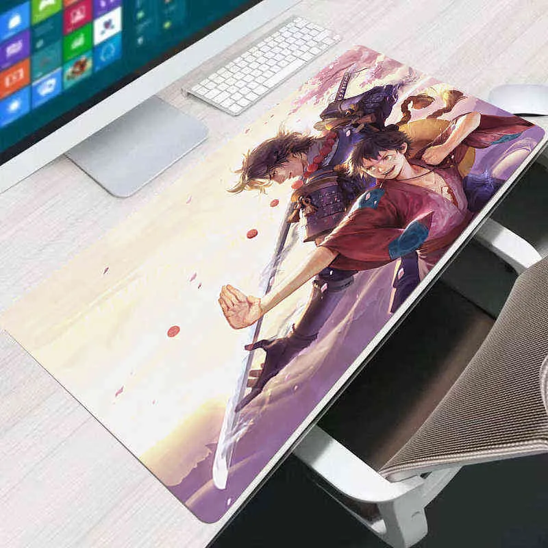 Tek Parça Anime Oyun Mouse Pad Gamer 90x40 cm Tapis Souris Büyük Fare Mat Yumuşak Dayanıklı Klavye Mousepad Bilgisayar Masası Mat G220304