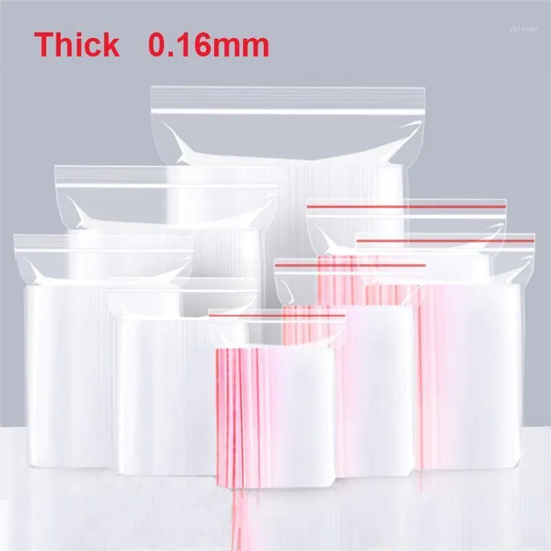 Sacs de rangement 30/50 pièces d'épaisseur 0.16mm, sac transparent auto-scellant, emballage alimentaire PE refermable en plastique Transparent