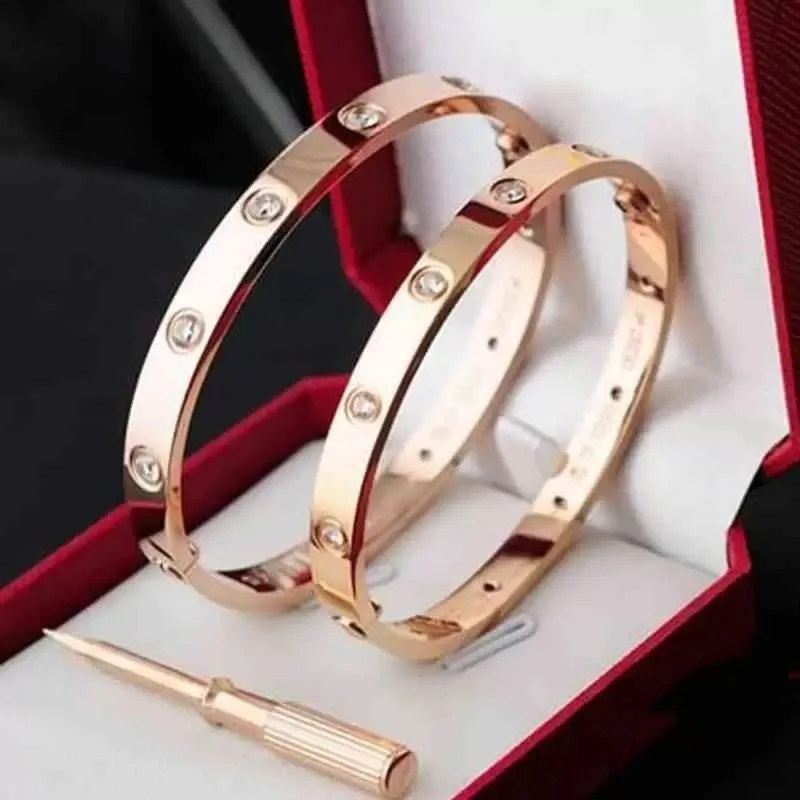 Модный браслет женский розовое золото серебро женский браслет из титановой стали отвертка с бриллиантами роскошные дизайнерские ювелирные изделия женские мужские 299l