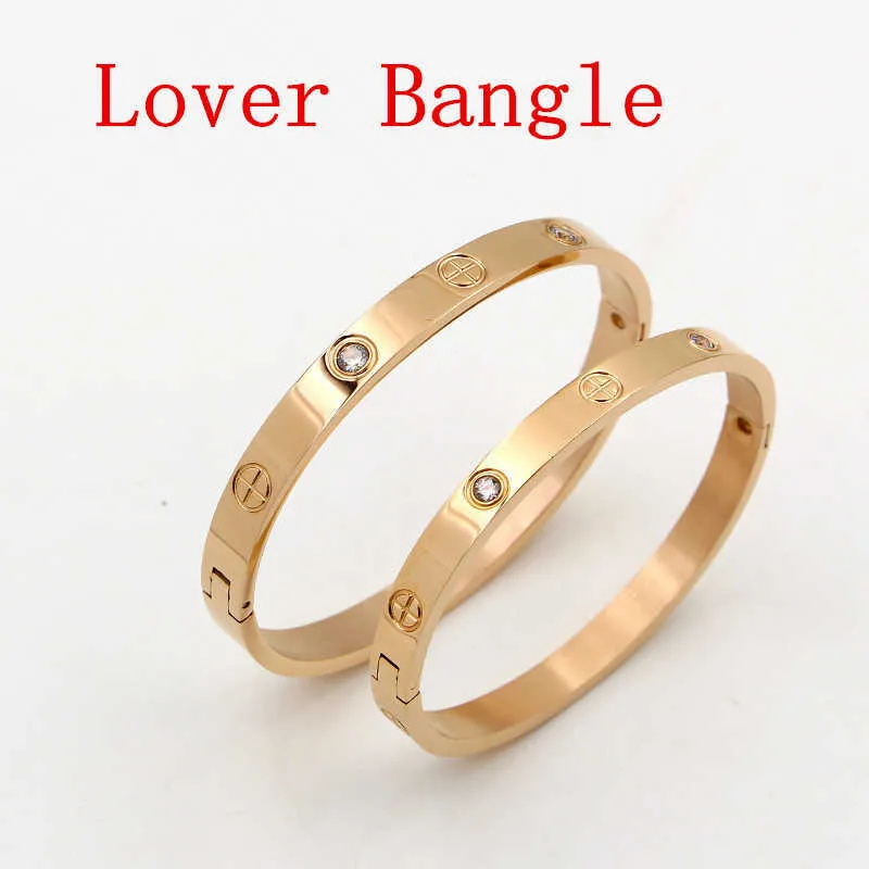 Bracelet de créateur de luxe 2021 Bracelets Mode Bijoux Amant Couple En Acier Inoxydable Or Couleur Croix Vis S Pour Hommes Femmes B008-1