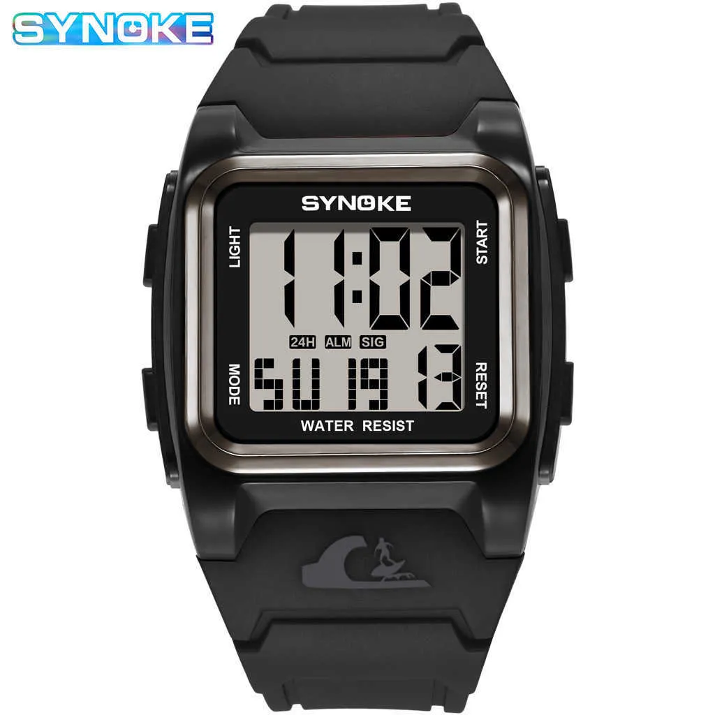 Relojes Hombre Klockor Mens Luxury Chrono Vattentät Mäns Sport Klock Square Big Ring LED Digital Klockor Män Elektronik Klocka G1022