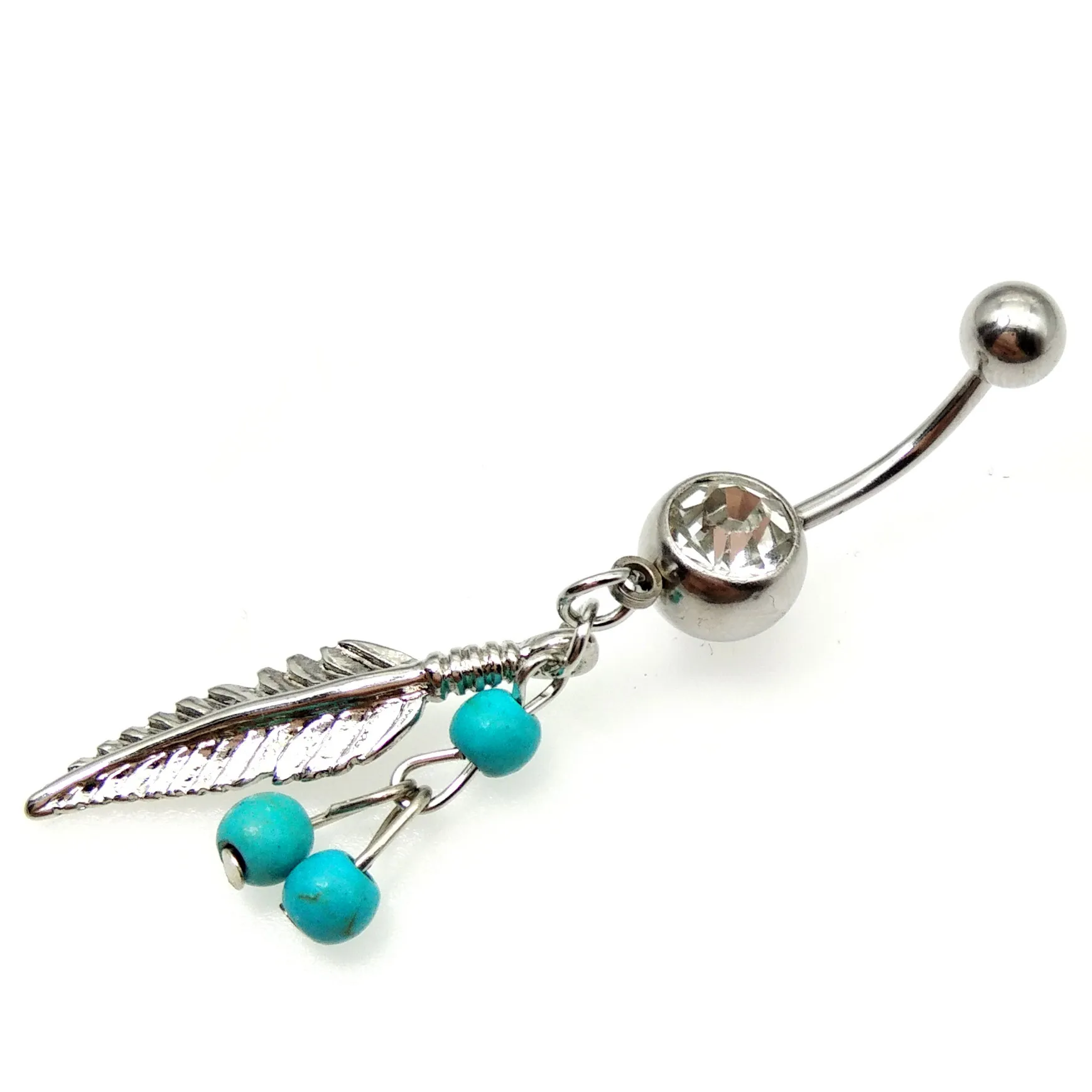 Belly Button Navel Rings Dangle Feather Charm Jewelry Accessories Fashion