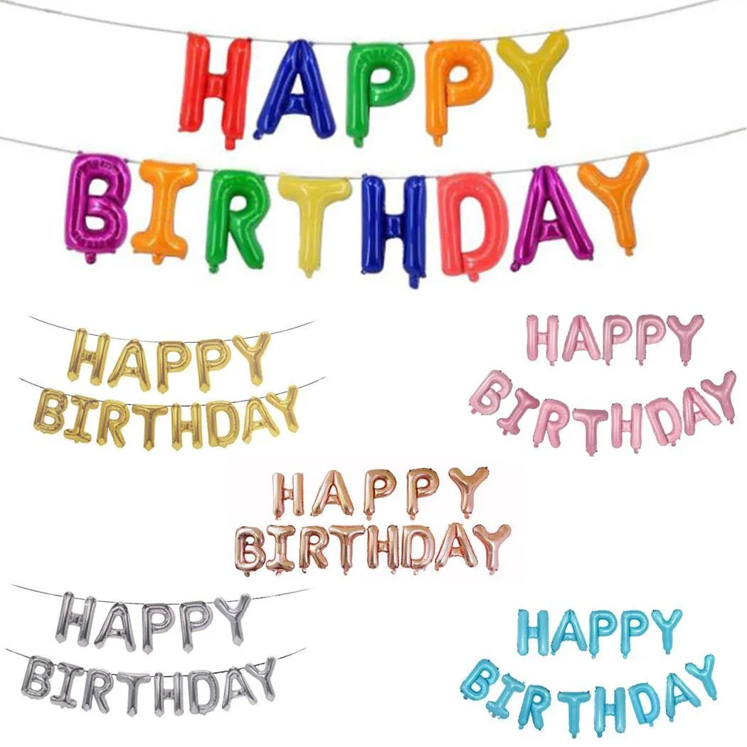 2021 nova carta de feliz aniversário de 16 polegadas, formato de alumínio decoração de balão de alumínio novo balão de decoração de aniversário