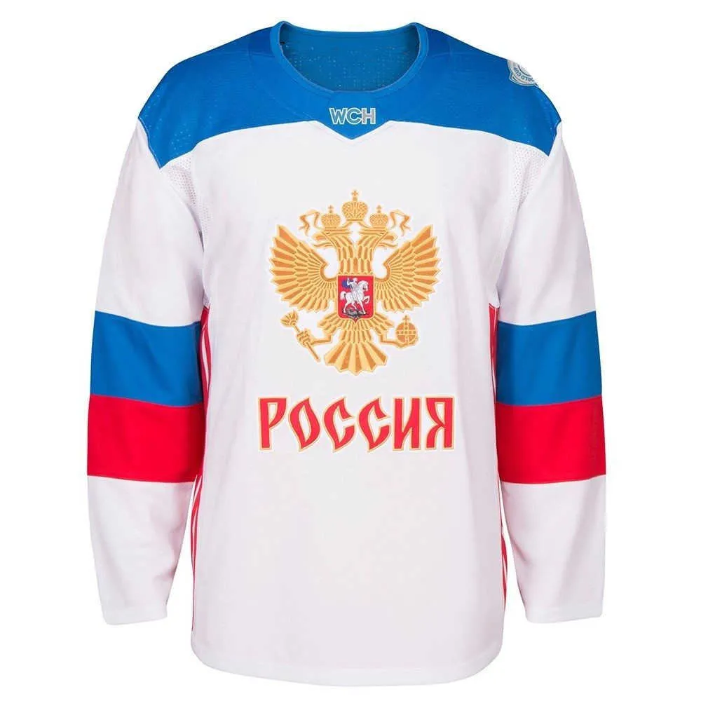 팀 러시아 아이스 하키 저지 남성 자수 스티치 숫자 및 이름 유니폼 사용자 정의
