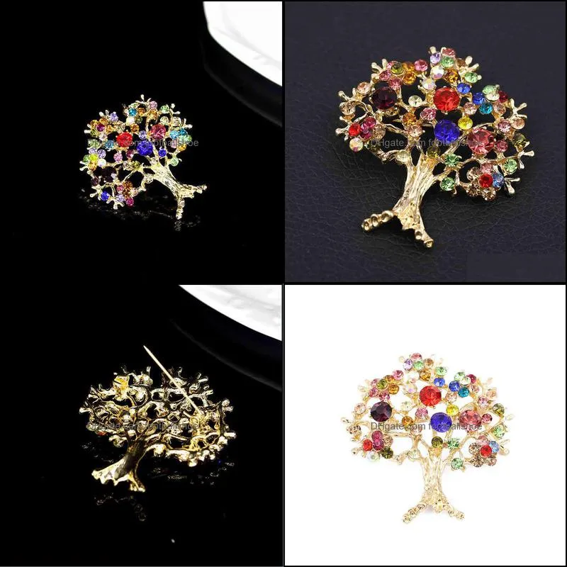 Factory Outlet Brooch New fashion exquisite color zircon personalized tree women`s versatile suit accessories