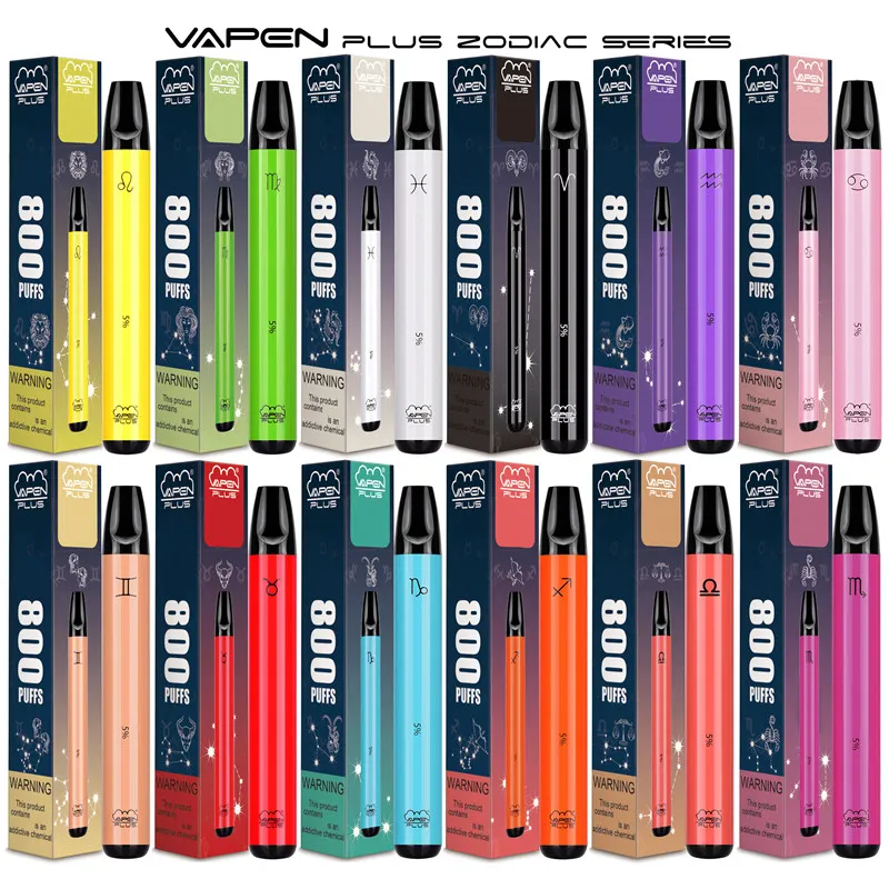 Authentic Vapen plus 800 Puffs Einweg-Vape-Stift-E-Zigaretten-Kits 550-mAh-Akku 3,5 ml Kapazität Zodiac Ecigs Tragbare Pods Vaporizer vorgefüllter Stabdampf