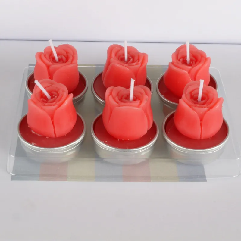 Valentine Day Candle Rose Shaped Romantic Birthday Proposal Wedding Anniversary Decorative Tea Wax Candles Home Decoration
