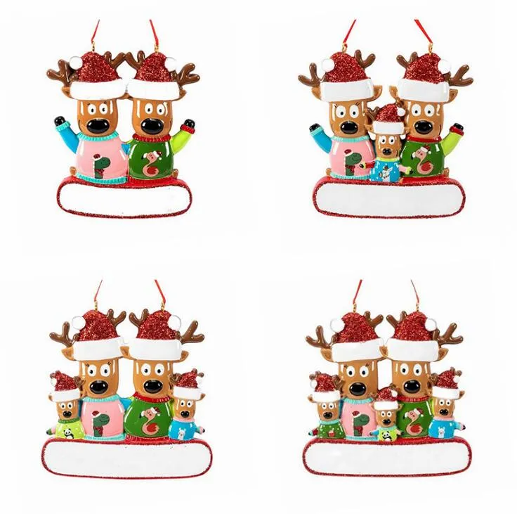 Christmas Ornament Hanging Reindeer Family Decor for Xmas Tree Home Office Room Decoration Crafts with String Assorted Pendants