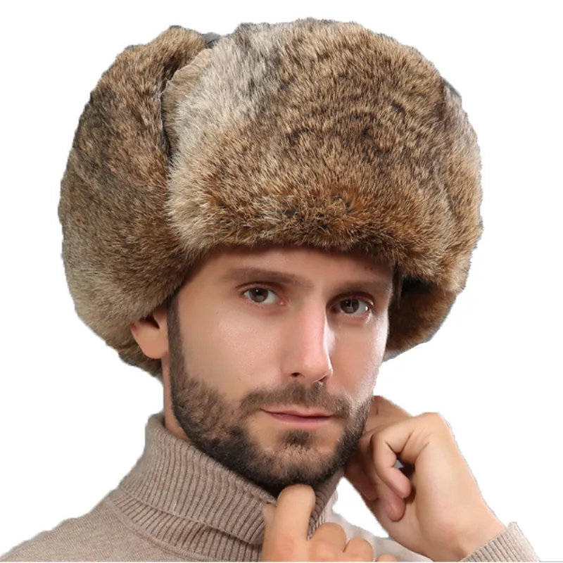 Mens Thick Rabbit Fur Bomber Trapper Hat Mens With Earflap Warm Winter  Trapper For Outdoor Activities, Skiing, And Russian Style Plus Size  Available Style 260T From Nxink, $41.43