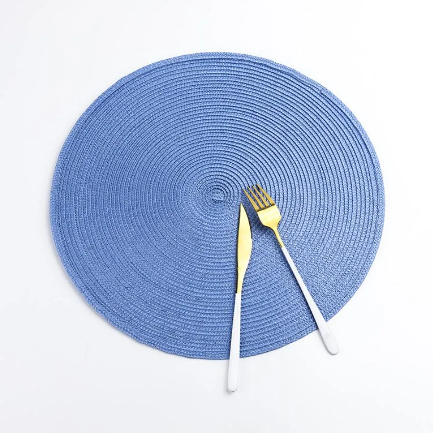 Round Woven Placemats Heat Resistant Wipeable Placemat non-slip Washable Kitchen Place Mats Hand-Woven Rattan Placemats ZYY641