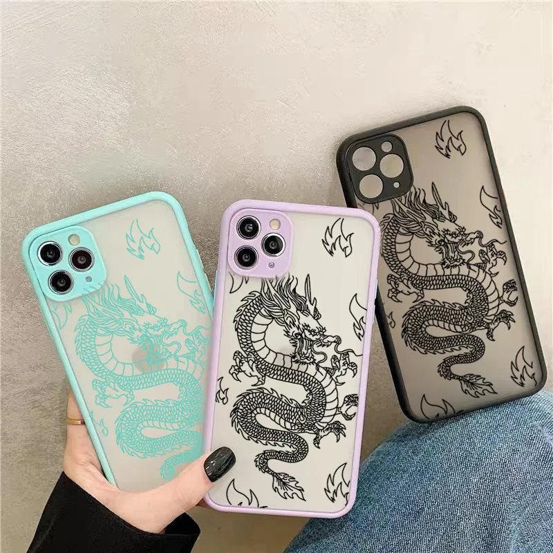 INS Dragon Mate Phone Cases For iPhone 13 Pro Max 12 11 XR 8 Plus TPU PC Back Cover