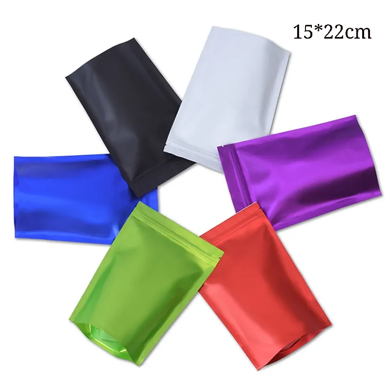 15 * 22cm 100pcs Stand up Zip Lock Mylar Dry Food Packaging Borse Aggiungi un logo a colori Imballaggio Herb Storage Pouches