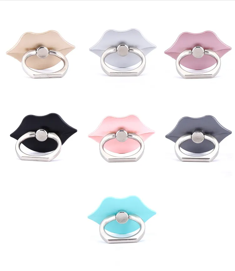 360 Degree Lip Shape Finger Ring Holder Rings Phone Holders Stand cell accessories For Samsung S6 S10 With opp package