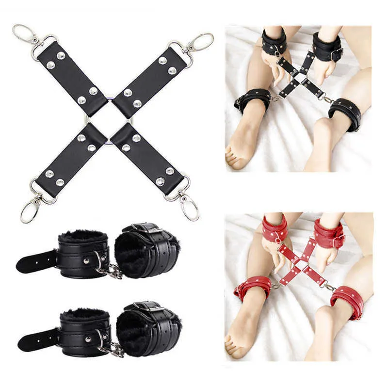 BDSM Bondage Restraints Set Fetish Slave Adult Games Sex Toys Cross Buckle For Women Couples Erotic Flirting Accessories P0816