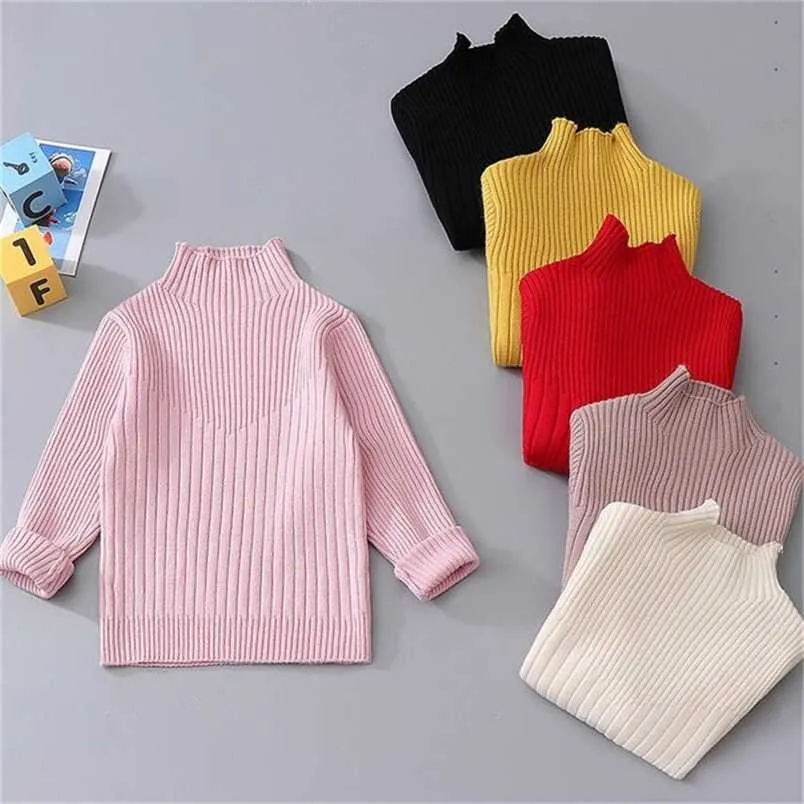 2-12Y Baby Kids Turtleneck Sweater for Girls Boys Clothing Children's Soft Wool Knitted Sweaters Pullover 211201