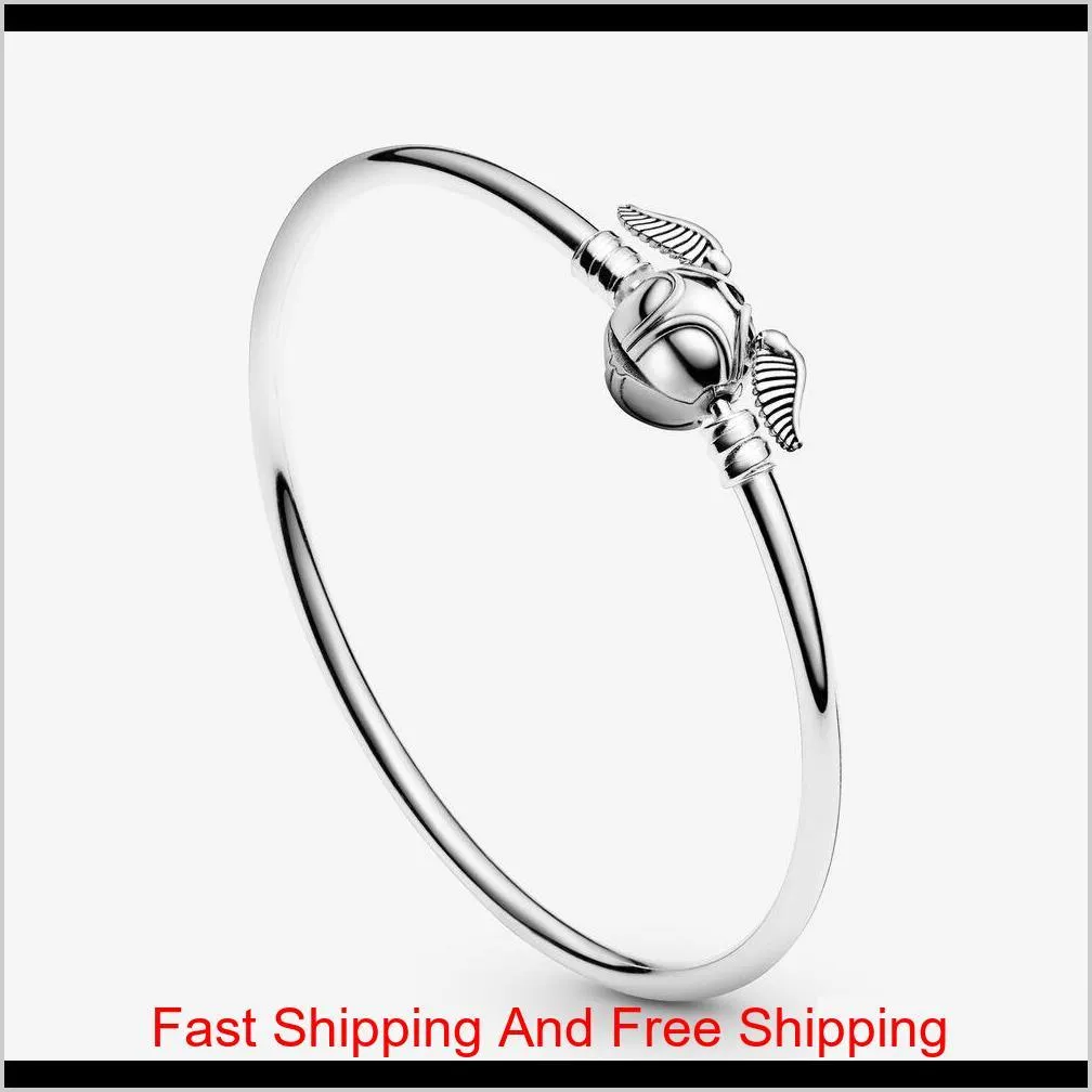 new arrival 925 sterling silver golden snitch clasp pocket bangle harry charm bracelets wings potter vintage retro tone for men and