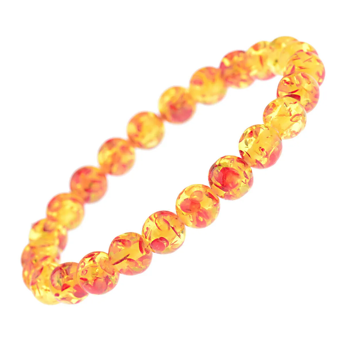 8mm Natural Amber Stone Round Bead Bracelet Elastic Stretch Bangle Bracelet Buddha Bracelet Charm Women Men Hand Jewelry