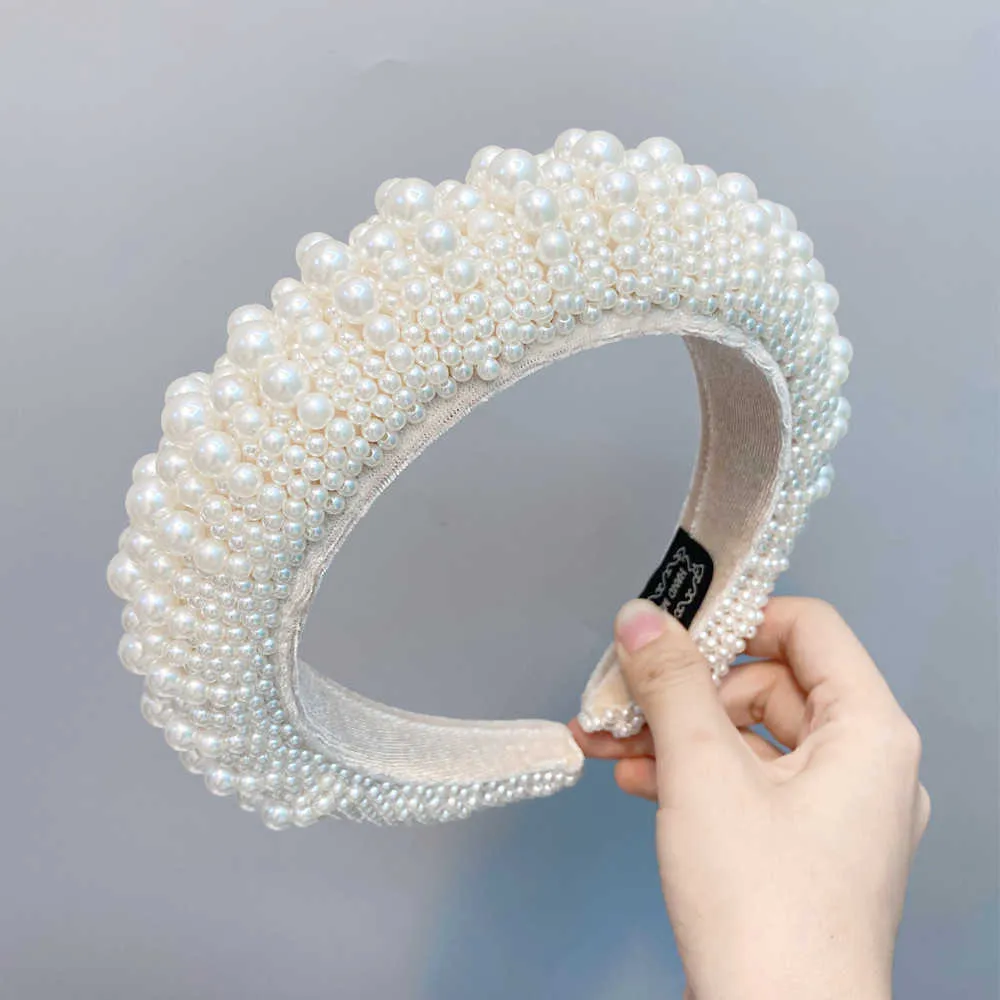 White Pearl Hoofdress Band Barokke Rhinestone Headband Wedding Headwar Women Bridal Hair Accessories X0722