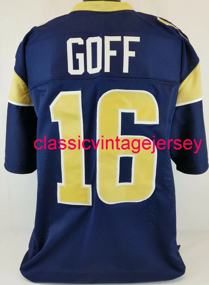 Maglia da calcio uomo donna gioventù Jared Goff cucita su misura blu navy XS-5XL 6XL