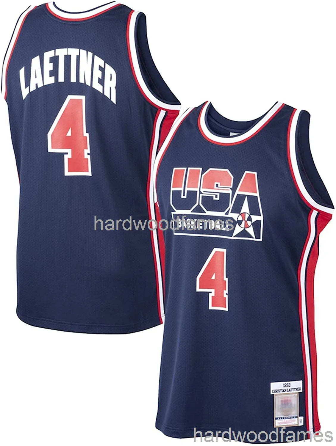 Genähte Laettner Retro-Basketball-Trikots Nr. 4 1992 Dream Team-Trikot, individuelles Herren-Damen-Jugend-Basketball-Trikot XS-5XL 6XL
