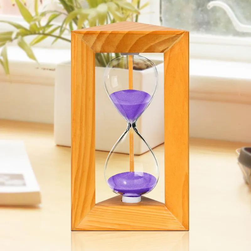 Outros relógios Acessórios TRIANGULE Wood Glass Hourglass 5 minutos Tempo Temporizador Kid Toothbrush Sandglass Colorful Sand Relógio De Estudo De Relógio