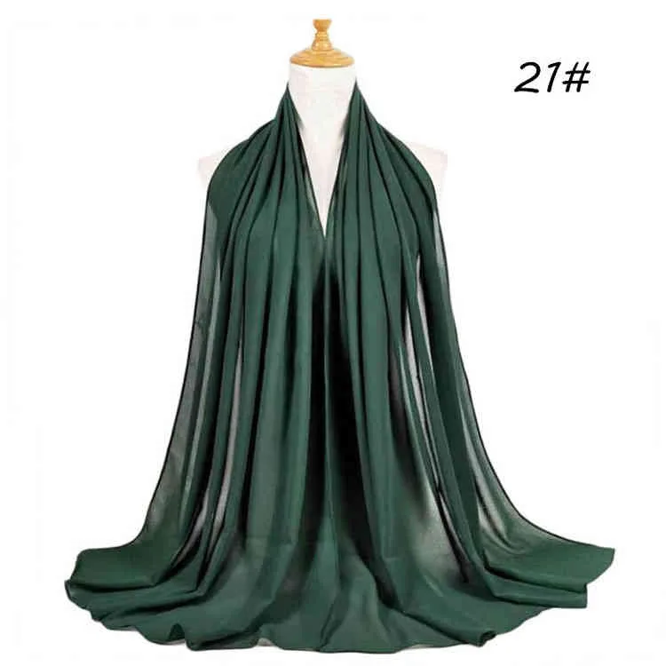 2021 Ny Monokrom Pearl Chiffon Bubble Scarf Headscarf Scarv och Shawls Ciffon Hijab Bandana Neck Scarf