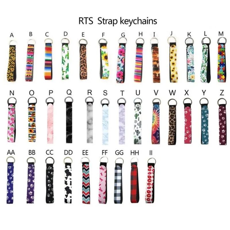 Hot Party Favor Neopren Wristlet Breloki Smycz Serape Drukuj Z Pasek Zespół Podziel Pierścień Key Chain Holder Hand Wrist Smycz Brelok Dla Dziewczyn / Kobiet