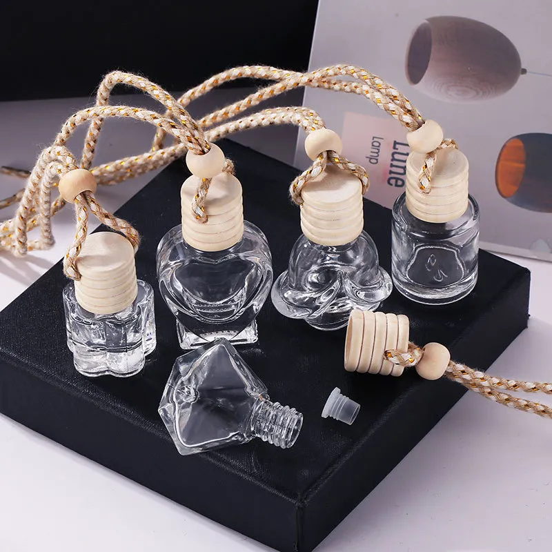 Car Perfume Bottle Glass Decoration for Bags Pendant 8ml Perfume Ornament Air Freshener for Essential Oils Diffuser Fragrance Storage Empty