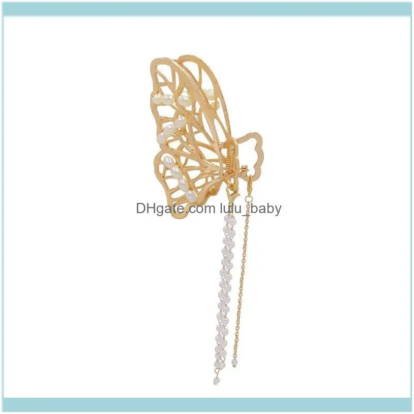 Fashionable Simple Pearl Tassel Butterfly Hair Accessories Women Luxury Korean Hairpin Sweet Girl Party Headdress Clips & Barrettes