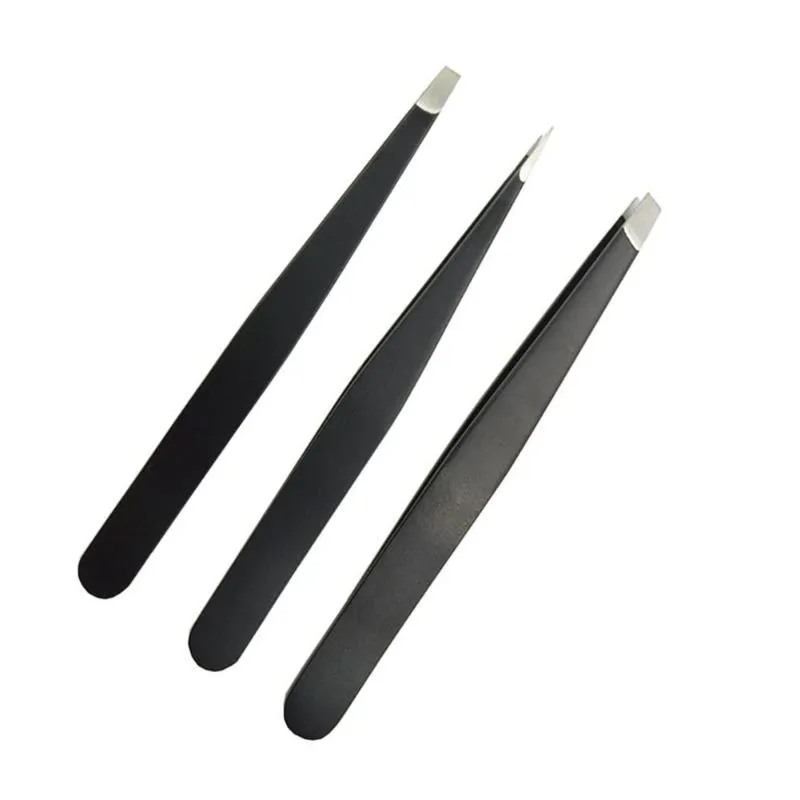 Eyebrow Tools & Stencils 3pcs Professional Small Ingrown Hair Gift Splinter Travel Pincer Makeup Stainless Steel Tool Tip Tweezer Set Remova