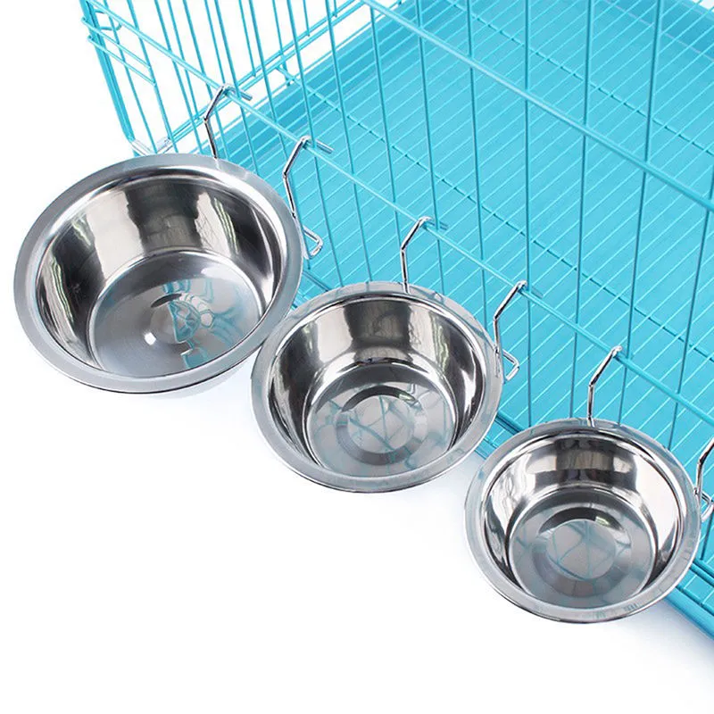 Non Slip Metal Metal Dog Water Bowl Cage With Hook Hanging Food Dish And  Water Feeder For Puppies Suministros Para Perros From Petrich, $3.76