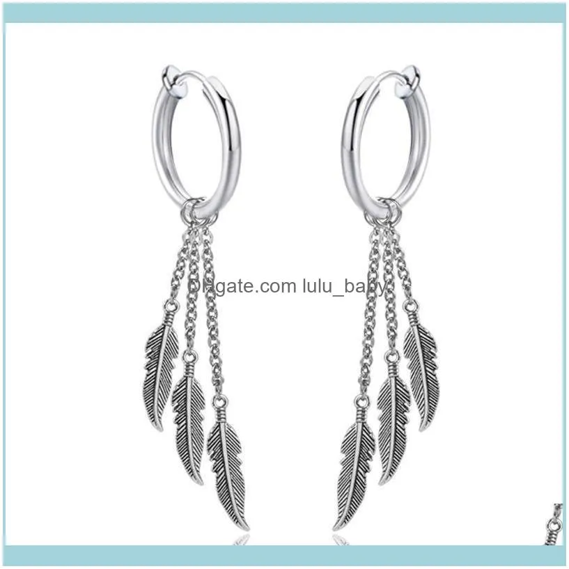 Dangle & Chandelier Retro Fringed Chain Earrings Men Women Ear Buckle Leaf Pendant Earring Jewelry