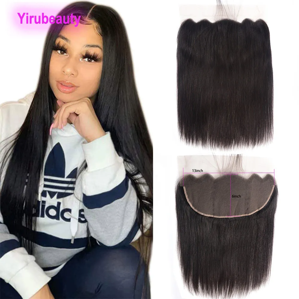 Cheveux vierges brésiliens 13X6 dentelle frontale avec cheveux de bébé vague de corps droite 13*6 dentelle frontale 5 pièces/lot vente en gros Yirubeauty fermeture