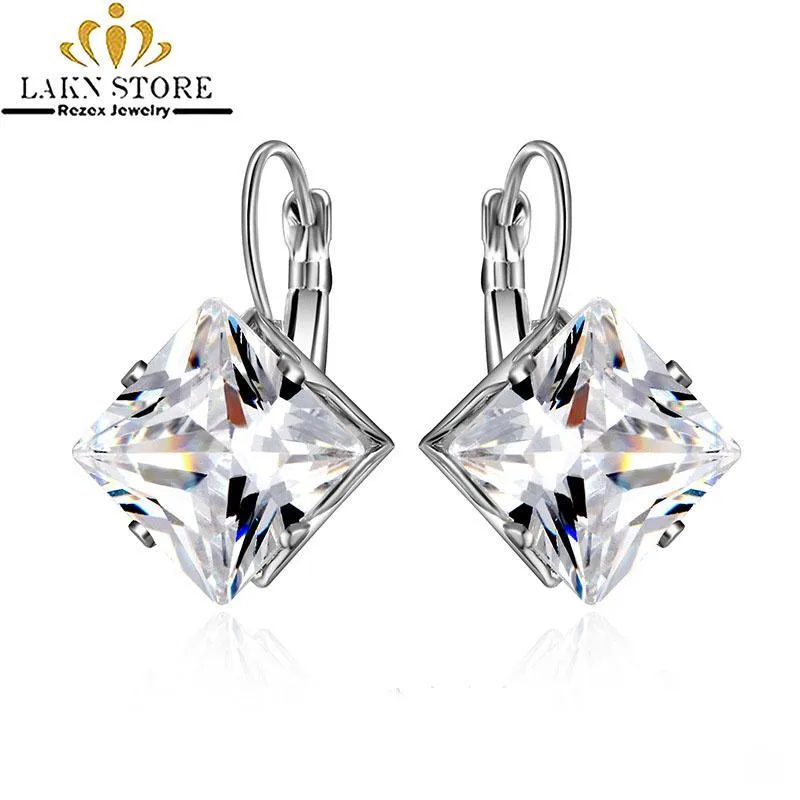 Stud Korean Fashion Square Crystal Earrings For Women Silver Color Simple Boho Crystals Earring Jewelry 2021 Pendientes Mujer