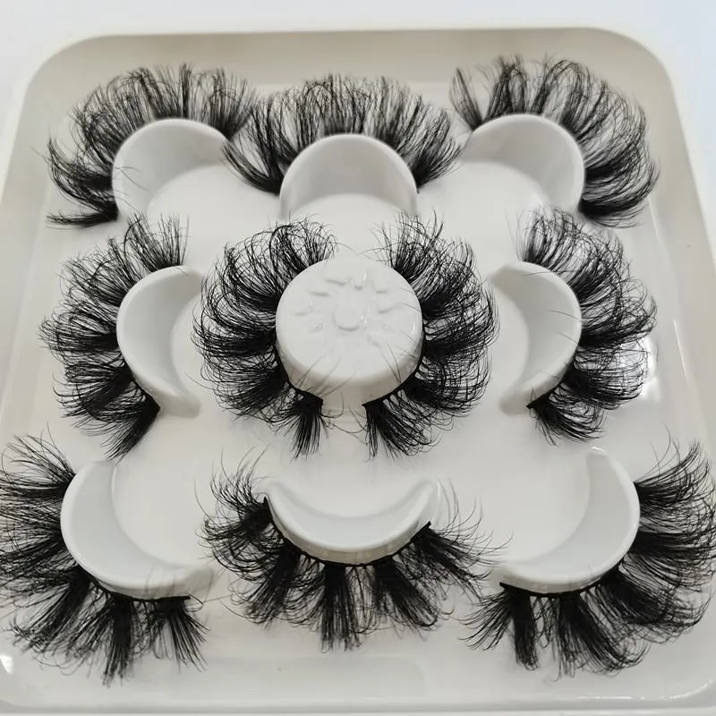 Falska ögonfransar 5 par 25 mm MINK Fluffy Lashes Dramatic Messy Long Makeup Partihandel 25mm 3d