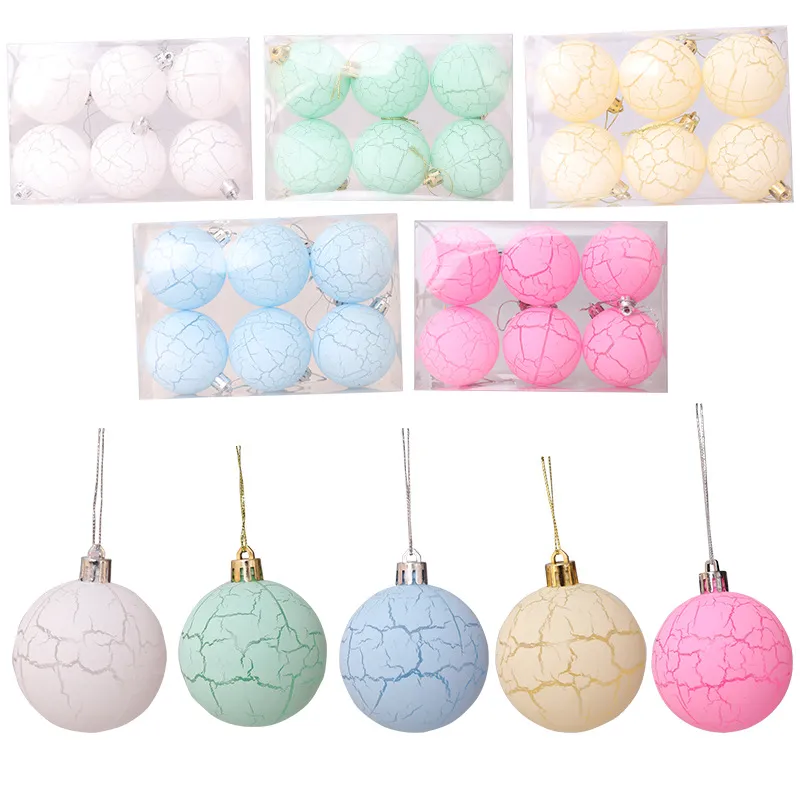 6cm 8cm Macarone Julbollar Plast Crackle Bulb Boll Xmas Tree Props Dekorationer Hängande Hängande Hem Inredning Inredning