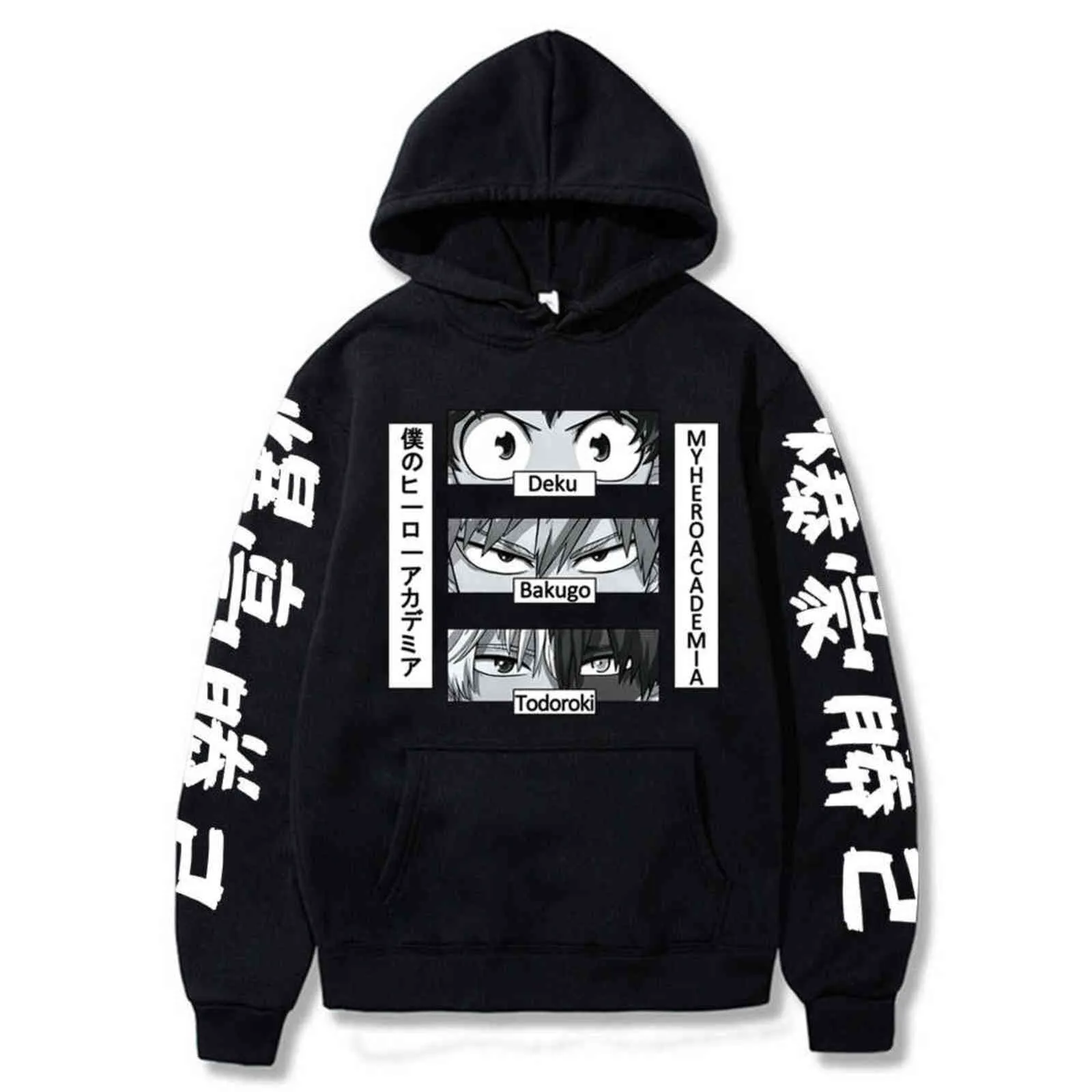 2021 Hot Anime Hoodie Sportkläder Cosplay Vuxen Kläder Deku Shoto Bakugou Ögon Grafisk Min Hero Academia Hoodie För Män Y211118