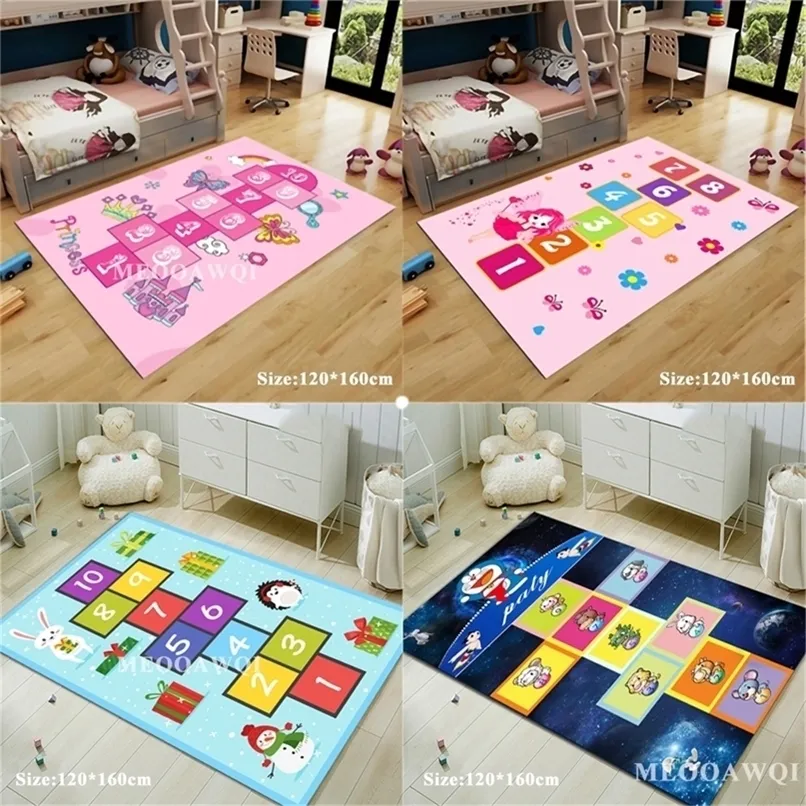 3D Hopscotch Carpets,Cartoon Floor Mats,Early Edu Mats,Kids Room Game Rugs For Children's Bedroom Decoration Bedside Blankets 220301