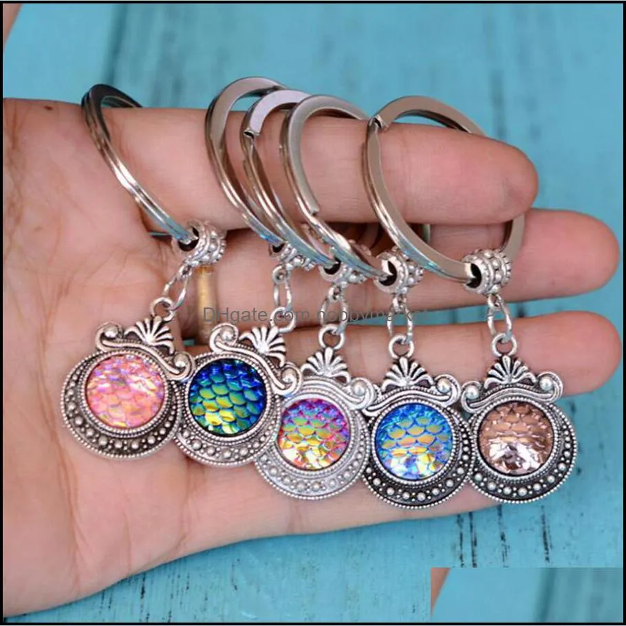 Porte-clés Bijoux En Gros Sirène Porte-clés Miroir Créatif En Métal Pendentif Aessories Cadeaux Personnalisés Chaîne Anneau DIY Fit 450 Drop Livraison 2021