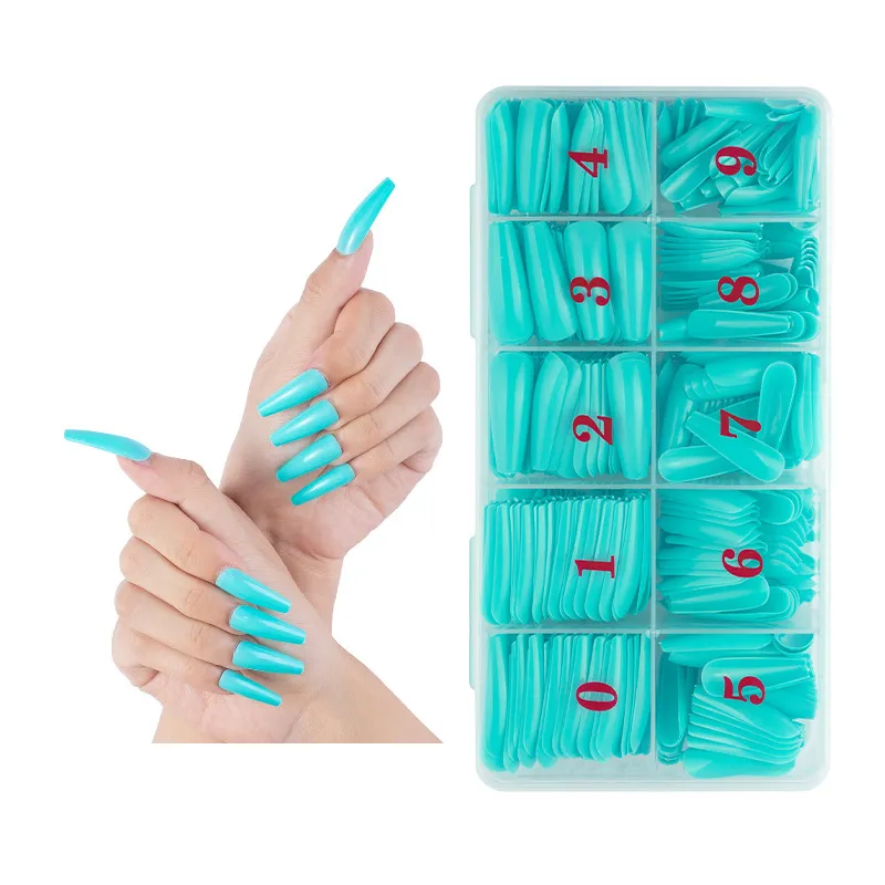 VMAE 2021 Partihandel ny stil 28 färger naglar 500st 10 storlek falsk bit akryl nagel tips förlängning finger manikyr