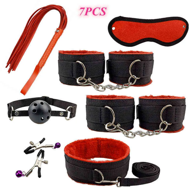 NXY Sm bondage Adult Games BDSM Sex Bondage Set Metal Anal Plug Fox Tail Vibrator Exotic Accessories Shop Erotic Toys For Couples Women 1126