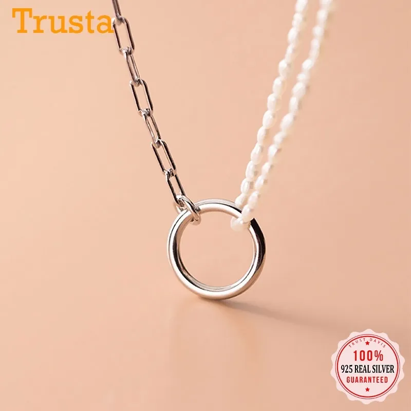 TrustDavis luxo 925 prata esterlina linda pérola redonda colar de pingente para mulheres casamento aniversário S925 jóias presente da1756