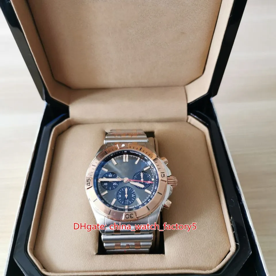 GF Factory Super Quality Mens Watches 42mm Chronomat B01 42 18k Rose Gold Sapphire Chronograph ETA 7750 Movement Mechanical Automatic Watch Men's Wristwatches