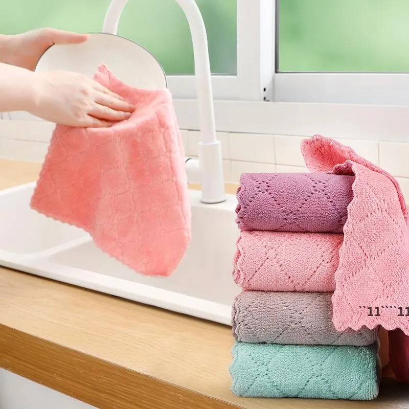 Cuisine Anti-graisse Chiffons D'essuyage Efficace Super Absorbant Microfibre Tampon À Récurer Ménage Plat À Laver Cuisine Nettoyage RRF12464