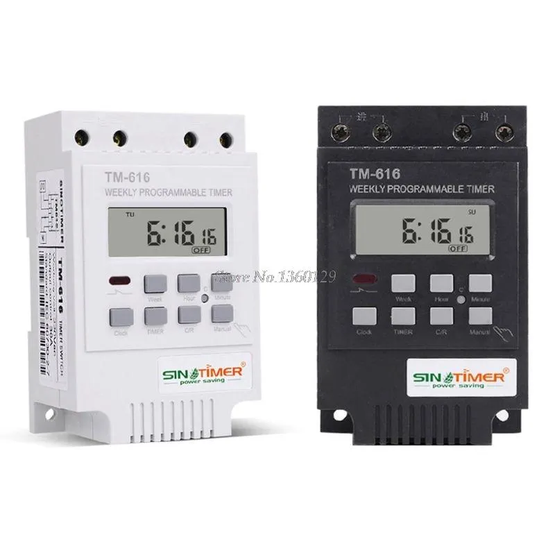 Timers 30A Weekly Programmerbar Digital Time Switch Relay Control Timer 220V DIN Guide Rail Mount TM616W-4 Elektronisk