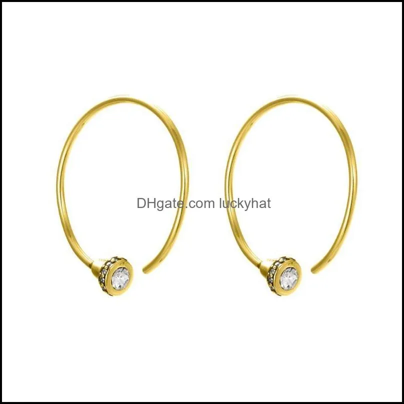 New Creative Stainless Steel Earrings Fashion Simple Open Hoop Crystal Popular Temperamental Circle Women Earrings