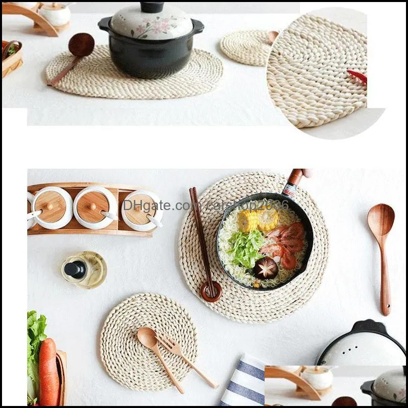 Corn Husk Handmade Weave Coffee Cup Mat Kitchen Tableware Insulation Placemat Eco-friendly Tea Pad Natural Table Decoration HWE9141